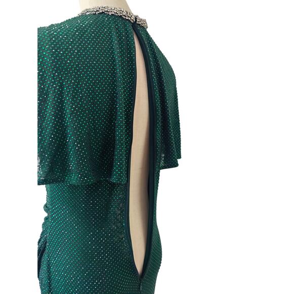 Self-Portrait Green Rhinestone Maxi Dress US 6 - Picture 9 of 11